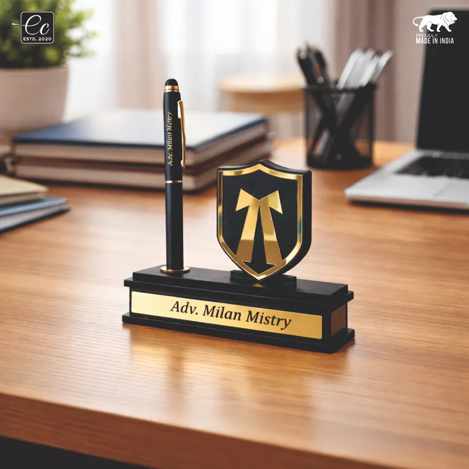 Premium Advocate Desk Organizer with Name & Pen Holder – Personalized